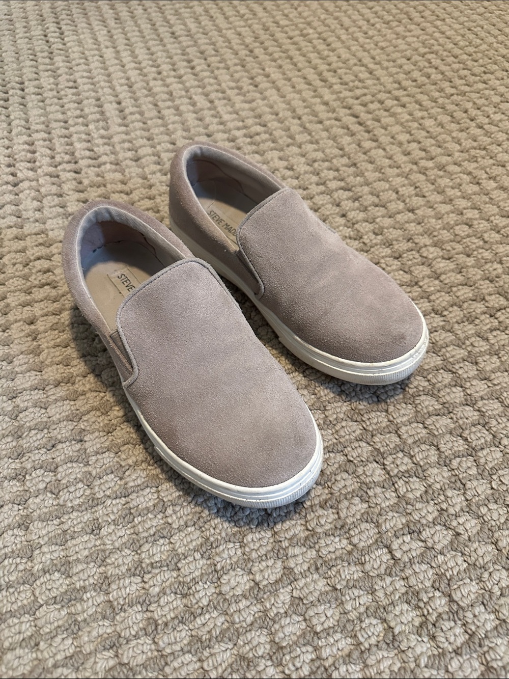 Steve Madden Light Taupe Suede Slip-On Sneakers